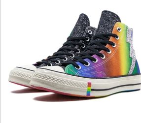 🌈New! Size 7 mens Converse Chuck 70 Hi 'Pride Shimmering Black165713C Rainbow ( Reseda ca 91335)
