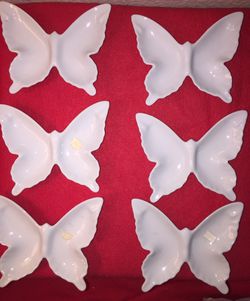 Vintage Butterfly Dishes White Butterflies Japan Candy Dish Trinkets New Set of Original prices on them Small Space Decor 38