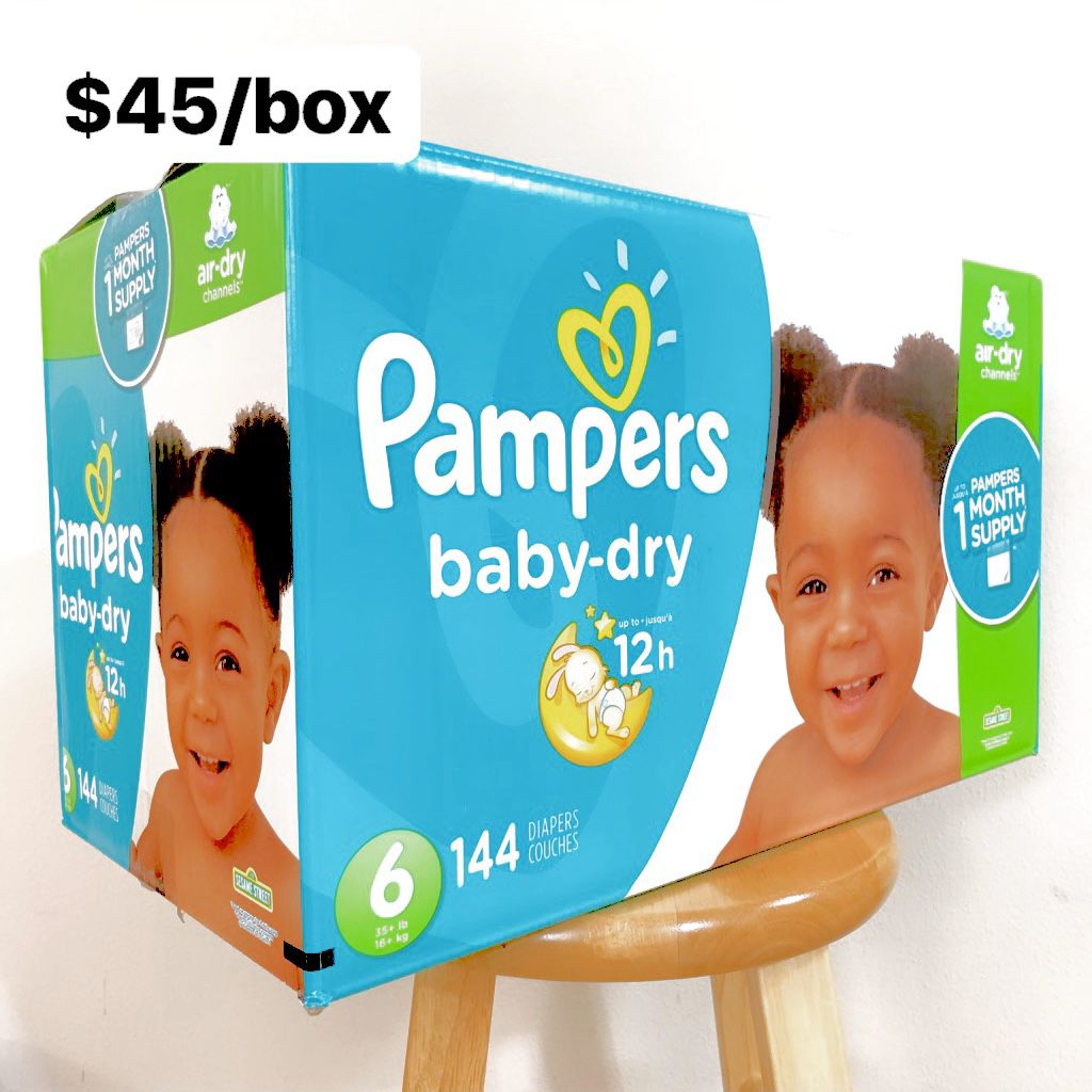 Size 6 (35+ lbs) Pampers Baby Dry (144 diapers) - $45/box