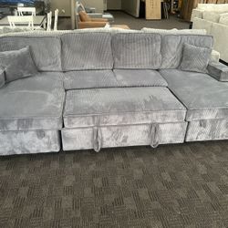 Comfy Gray Storage Sectional (pullout Bed!)