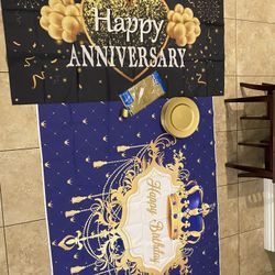 Birthday Anniversary Party Decoration Plates Banner
