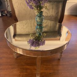 Mid Century Round Mirrored Coffee Table 