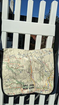 NYC subway map messenger bag