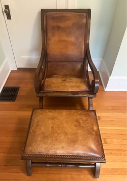 Leather Armchair with Matching Ottoman