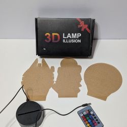 Erhard 3D Star Wars Illusion Night Light – R2-D2, Death Star, Millennium Falcon – w/ Remote & Box

