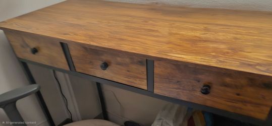 Desk, Cubicle, Free Full size black metal bed frame included