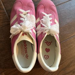 Pink Adidas gazelles