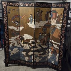 4-Panel Hand-Painted Screen - Coromandel Style