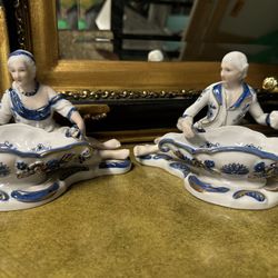 Pair of sweetmeat dishes antique KPM French country