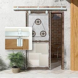 DIYHD 80" Box Rail Heavy Duty Exterior Sliding Barn Door Hardware, Wall Mount Kit