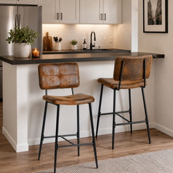 Pomona 26" Bar Stool Microsuede Brown Upholstery, Stylish & Durable
