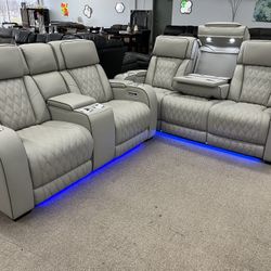 Boyington Real Leather Power Recliner Sofas And Loveseat 