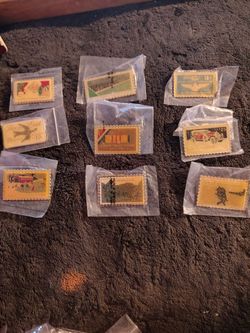 Set of Vintage Postage Stamp Lapel Pins