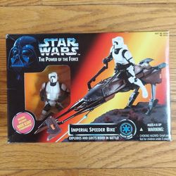 Rare Vintage 1995 Star Wars: POTF - Imperial Speed Bike W/Biker Scout Figure & Vintage 2007 Star Wars Collectible Figures Disney Theme Park Star Tours