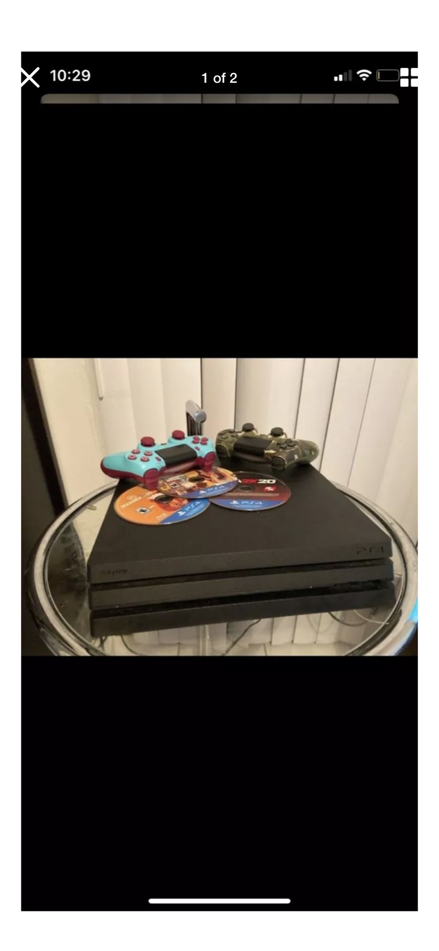 Playstation 4 Pro with 2 controllers and 3 games