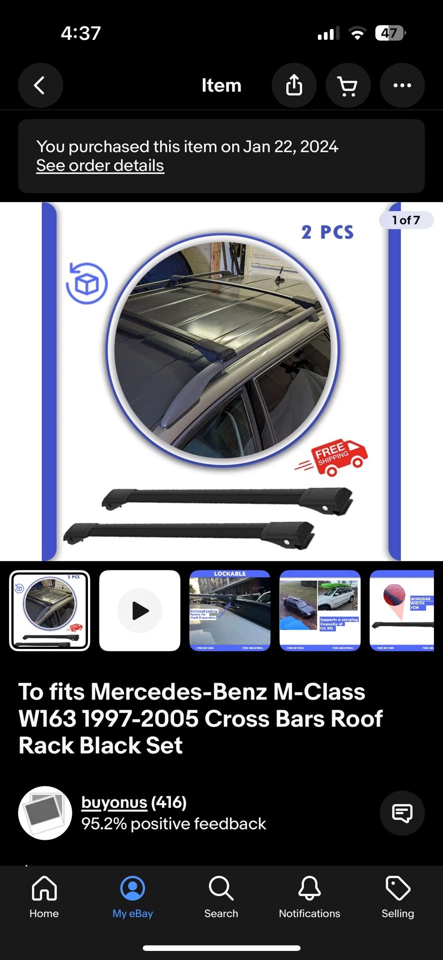 97-05 Mercedes ML W163 Roof rack Crossbars 