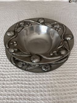 Pewter Decorative Bowl And Platter