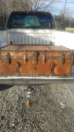 Antique leather trunk