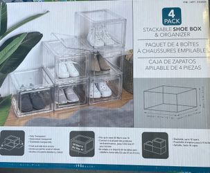 HUIZHOU Clear Stackable Shoe Box 4-Pack