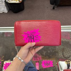 Ladies Red EPI Leather LV Wallet 
