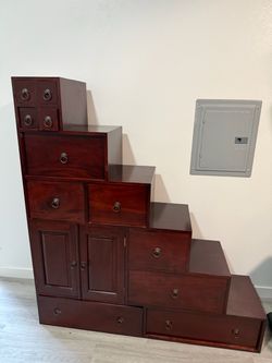 Asian Tansu Step Chest with Drawers