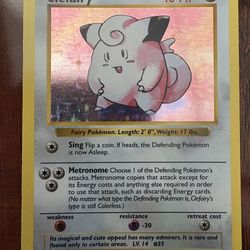 Pokemon Clefairy Base Set SHADOWLESS Holo Rare 5/102 LP