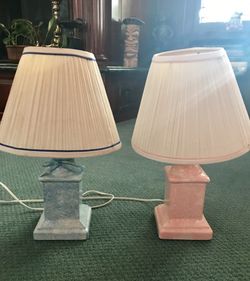 2 Children’s Lamps - Pink & Blue Marble-like