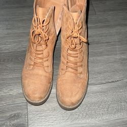 Beige/brown Suede High Top Boots