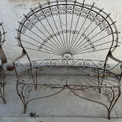 Salterini Vintage Wrought Iron Love Seat And 2 Chairs 
