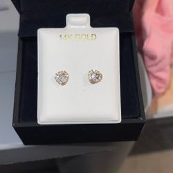 14KY CZ HEART STUD EARRINGS- Toddler