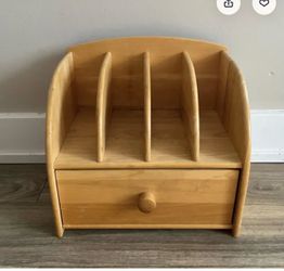 Vintage Wood Mail Desk Organizer, Large, Wooden Storage Box, Office Desk Organizer, Made in Thailand