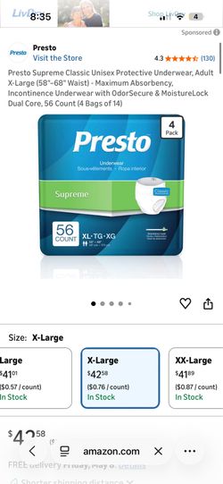 Presto diapers / brief supreme brief with tabs