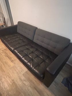 Black/Gray Leather Sofa