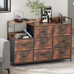 8 Drawer Dresser w/ Charging Station Storage Clothes Organizer Bedroom Living Room Entryway Brown