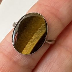 Sterling Silver Tigers Eye Oval Ring 