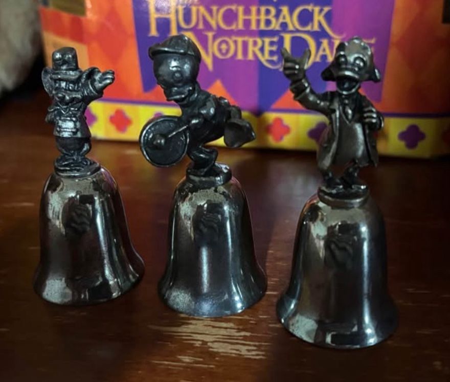 RARE DISNEY SOLVER PLATED PEWTER CLASIC MINI BELLS