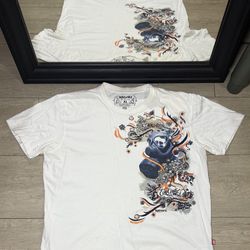 Y2K 2000s Ecko Unltd Gas Mask & Skulls All Over Print Shirt 