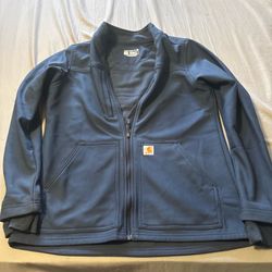 Carhartt Ruggled Flex Modern Fit Bonded Fleece Scrub Jacket Medium Navy Blue