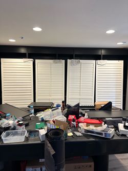 Free plantation shutters used to cover 2 sliding doors