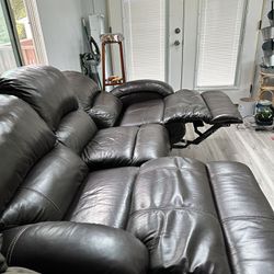 Dark Brown Leather Sofa  