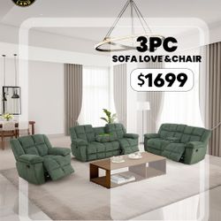 ✨Brand New Recliner Sofa Love Seat And Chair 