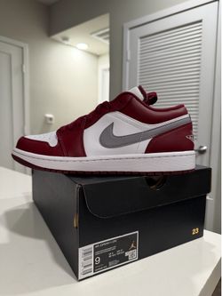 Air Jordan 1 Low Cherrywood Red Cement Grey Men's US 9