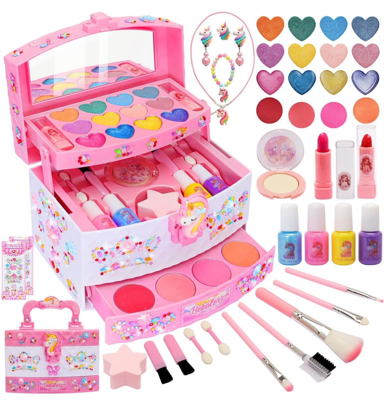 Toys-for-Girls,Washable Real Kids-Makeup-Kit-for-Girl,Toddler-Toys for 3 4 5 6 7 8 9 10 11 12 Year Old Girls,Christmas Birthday Unicorns-Gifts-for-Gir