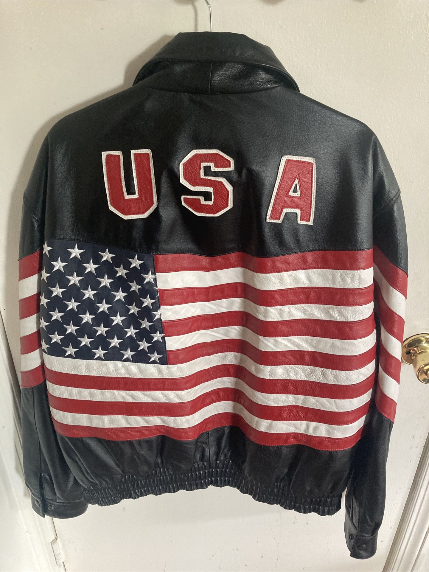 Leather Gallery American Flag USA Leather Jacket Size XL