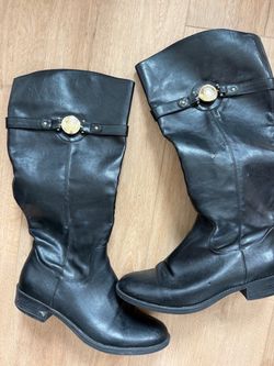 Tommy Hilfiger Black Leather Knee-High Boots