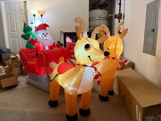 Christmas blowup Santa clause with reindeer