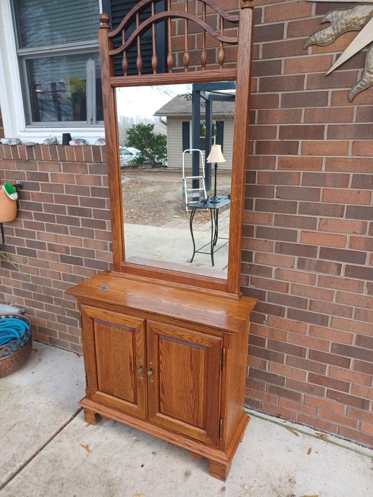 Mirror Top Cabinet Solid Wood