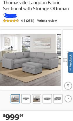 Thomasville Langdon Fabric Sectional with Storage Ottoman