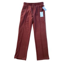 Pacsun Colour Range XS Sweatpants Burgundy Front Pleat White Stripe Straight Leg