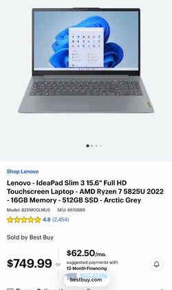 Lenovo Ideapad Slim 15’3 Ryzen 7 16gb 512gb